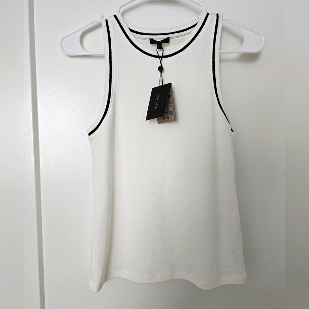 Massimo Dutti Knit Contrast Sleeveless Top